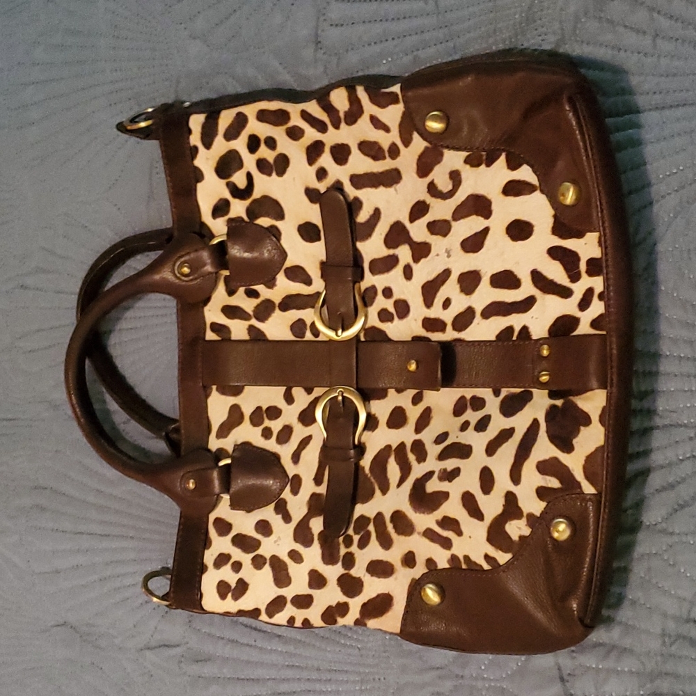 Michael Rome Leapard Calf Hair Purse